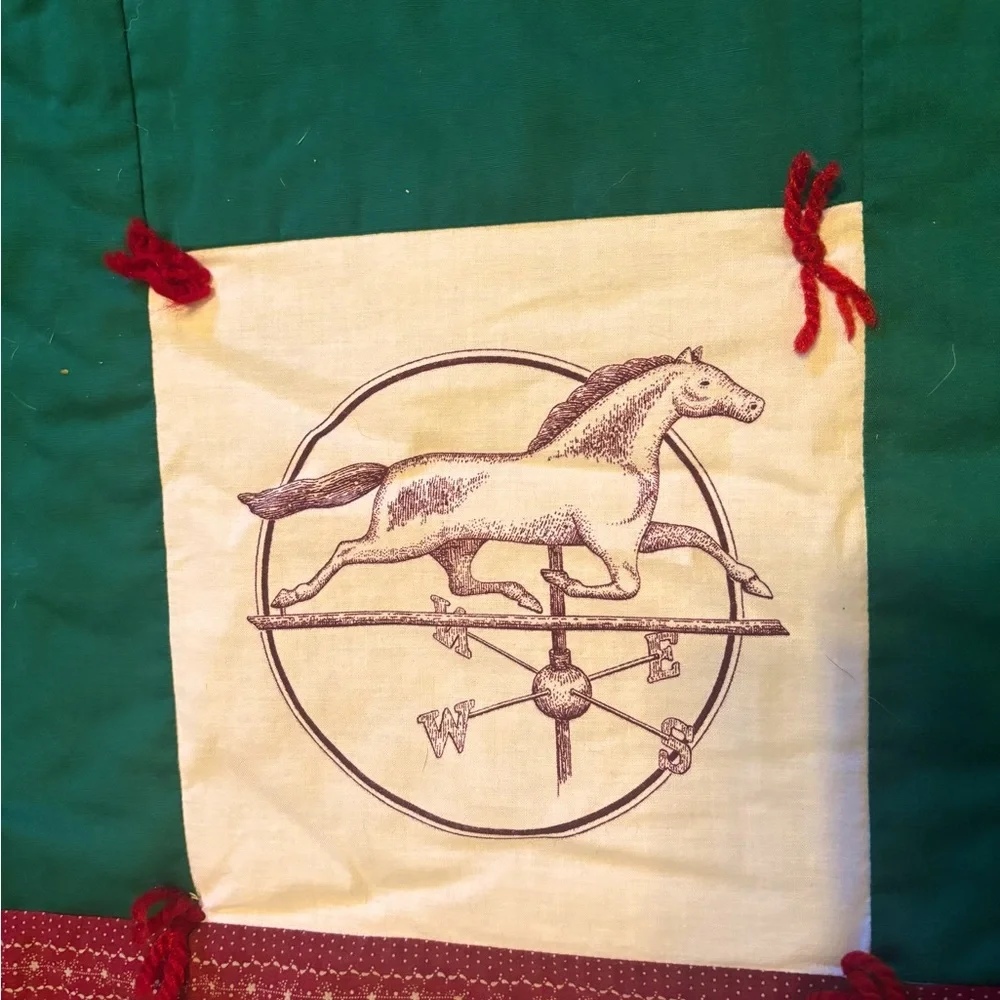 Festive Beautiful Handmade Holiday Quilt with several different holiday scenes